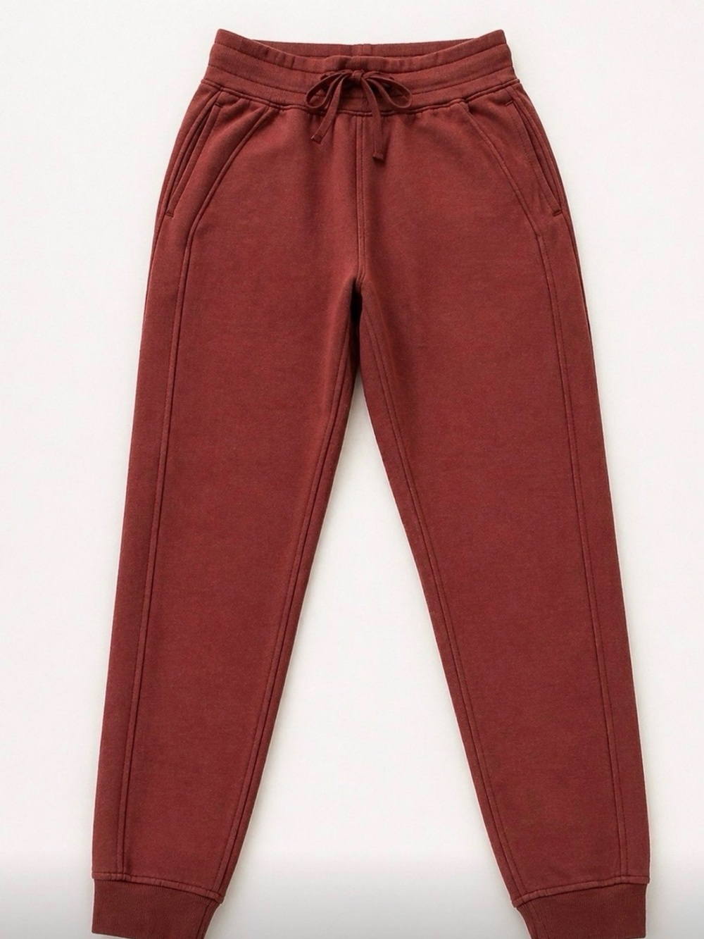 Lululemon Scuba High Rise Joggers Burgundy Fleece Athleisure Size 2